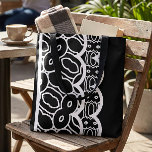 Handgezeichnete Schwarz-Weiß-Geometrische Maske Tasche