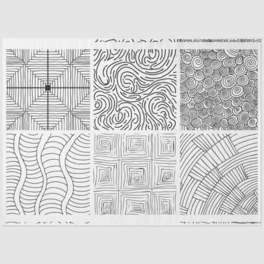 Handgezeichnete Schwarz-weiße Muster für Kunst und Seidenpapier (Vorderseite)