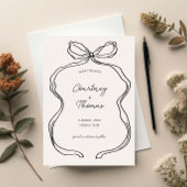 Handgezeichnete schwarze Schleife Save the Date Einladung