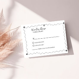 Handgezeichnete Scribble-Illustrationen Hochzeit R RSVP Karte