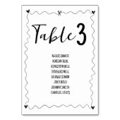 Handgezeichnete Scribble-Illustrationen Name Hochz Tischnummer (Rückseite)