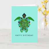 Handgezeichnete SEA TURTLE - Wildtiere - Natur Karte (Gelbe Blume)