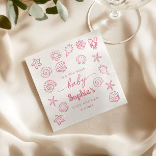 Handgezeichnete 'Sea you soon' Unterwasser-Baby-Pa Serviette