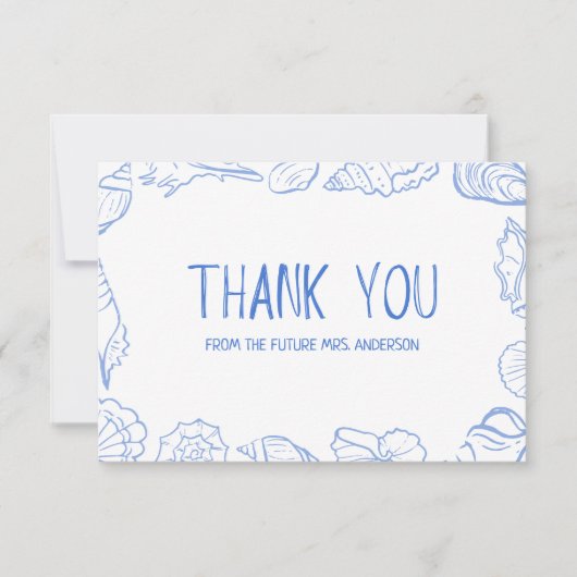 Handgezeichnete Seashell-Rahmen Dankeskarte (Vorderseite)