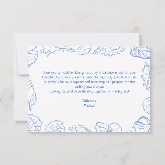 Handgezeichnete Seashell-Rahmen Dankeskarte (Rückseite)