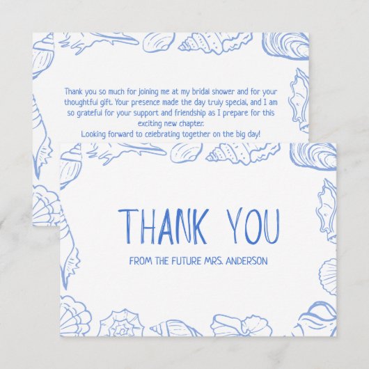 Handgezeichnete Seashell-Rahmen Dankeskarte (Vorne/Hinten)