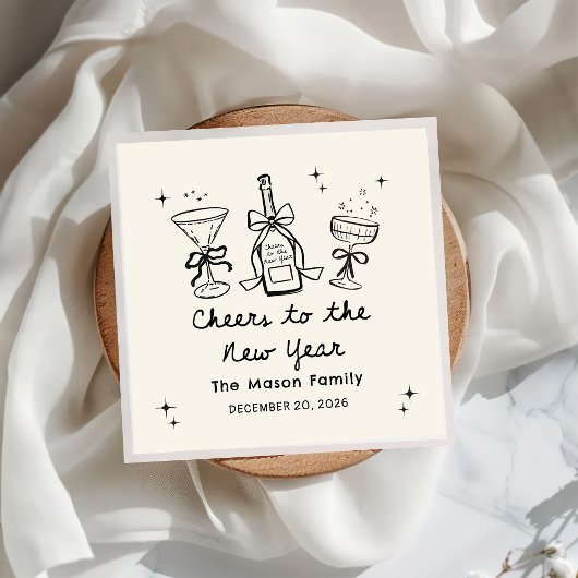 Handgezeichnete Silvesterparty-Servietten Serviette