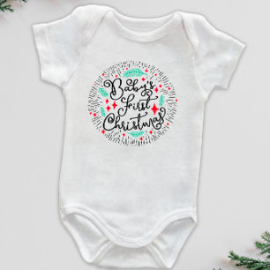Handgezeichnete Skizze Baby's erstes Weihnachten B Baby Strampler