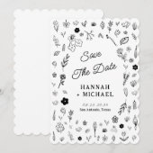 Handgezeichnete Skizze Blumen Hochzeit Save The Date (Vorne/Hinten)