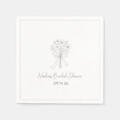 Handgezeichnete Skizze Blumenmuster Cooles Brautpa Serviette (Vorderseite)