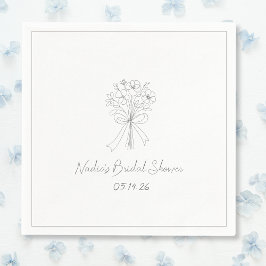 Handgezeichnete Skizze Blumenmuster Cooles Brautpa Serviette