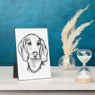 handgezeichnete Skizze eines Dachshunds in schwarz Fotoplatte