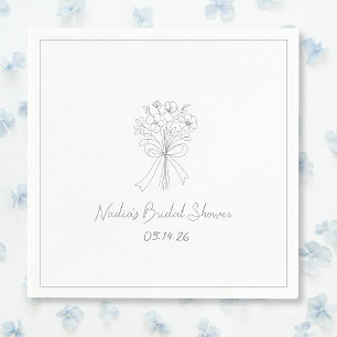 Handgezeichnete Skizze Floral Coole Bridal Shower  Serviette