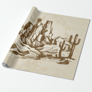 Handgezeichnete Skizze. Typische Wüstenlandschaft Geschenkpapier