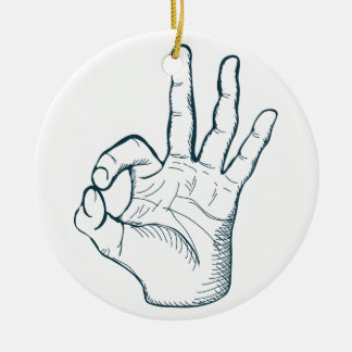 Handgezeichnete Skizze Vintage Okay-Handzeichen Keramikornament