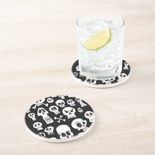 Handgezeichnete Skulls Getränkeuntersetzer (Seite)