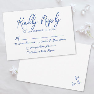 Handgezeichnete Skurrile Blaue Whimsical-Hochzeit RSVP Karte