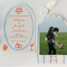 Handgezeichnete skurrile gebogene einzigartige Fot Einladung