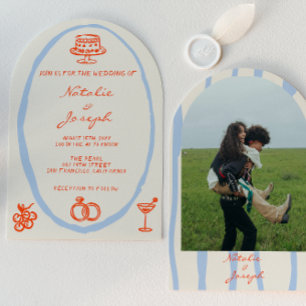 Handgezeichnete skurrile gebogene einzigartige Fot Einladung