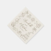 Handgezeichnete skurrile Hochzeit Serviette (Ecke)