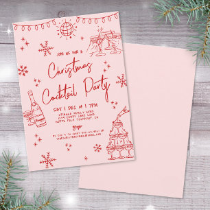 Handgezeichnete skurrile Weihnachts-Cocktailparty Einladung