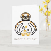 Handgezeichnete SLOTH - Wildtiere - Natur Karte (Gelbe Blume)