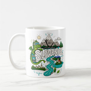 Handgezeichnete slowenische Reise-Kunst-Sehenswürd Kaffeetasse