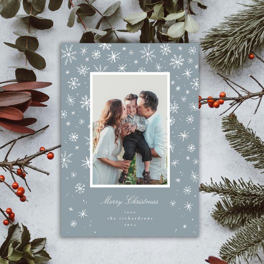 Handgezeichnete Snowflake-Urlaubskarte Feiertagskarte