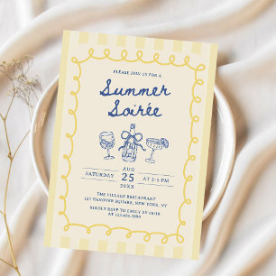 Handgezeichnete Sommer-Soiree-Drinks-Cocktailparty Einladung