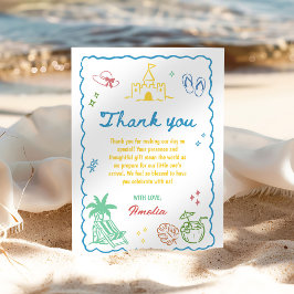 Handgezeichnete Sommer-Spaß individuelle Strandpar Dankeskarte