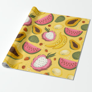 Handgezeichnete Sommerfrüchte aus Vintagem Cartoon Geschenkpapier