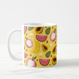 Handgezeichnete Sommerfrüchte aus Vintagem Cartoon Kaffeetasse
