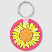Handgezeichnete Sonnenblume Rosa Hintergrund Schlüsselanhänger (Rückseite)