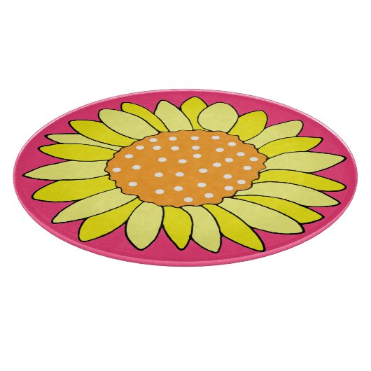 Handgezeichnete Sonnenblume Rosa Hintergrund Schneidebrett (Ecke)