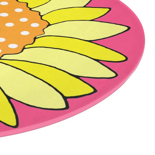 Handgezeichnete Sonnenblume Rosa Hintergrund Schneidebrett (Ecke)