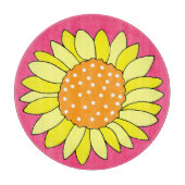 Handgezeichnete Sonnenblume Rosa Hintergrund Schneidebrett (Vorderseite)