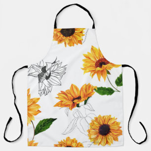 Handgezeichnete Sonnenblumen: lebendiges gelbes Mu Schürze