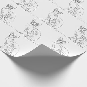Handgezeichnete Sphynx-Katze - Minimalistische Lin Geschenkpapier