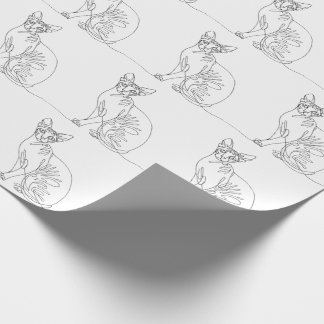 Handgezeichnete Sphynx-Katze - Minimalistische Lin Geschenkpapier