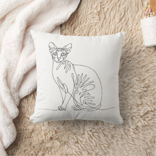 Handgezeichnete Sphynx-Katze - Minimalistische Lin Kissen