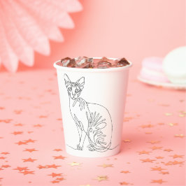 Handgezeichnete Sphynx-Katze - Minimalistische Lin Pappbecher