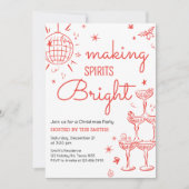 Handgezeichnete Spirituosen Glanz Weihnachten Part Einladung (Vorderseite)