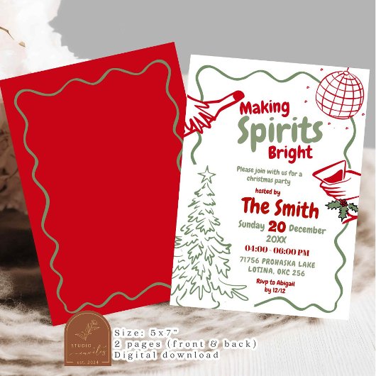 Handgezeichnete Spirituosen Heiterkeit Party Einladung