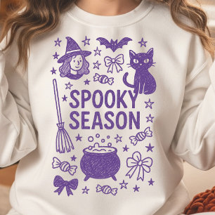 Handgezeichnete Spooky Season Doodle Collage Sweatshirt