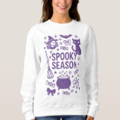 Handgezeichnete Spooky Season Doodle Collage Sweatshirt (Vorderseite)