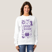 Handgezeichnete Spooky Season Doodle Collage Sweatshirt (Vorne ganz)