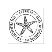 Handgezeichnete Starfish Round Typografy-Rücksende Gummistempel (Prägung)