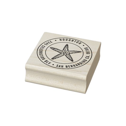 Handgezeichnete Starfish Round Typografy-Rücksende Gummistempel (Stempel)