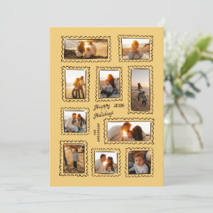 Handgezeichnete Stempel Multi Foto Gelb Urlaub Feiertagskarte