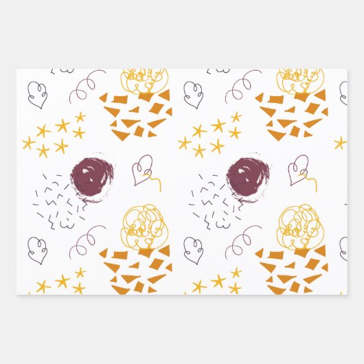 Handgezeichnete Sterne Griechen Rot-Orange Geschenkpapier Set (Vorderseite)